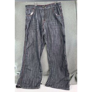 Direct Blue Y2K Gray Black Jeans Skater Embroidered Jeans Red Cross 40/32